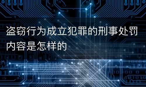 盗窃行为成立犯罪的刑事处罚内容是怎样的