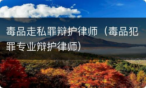 毒品走私罪辩护律师（毒品犯罪专业辩护律师）