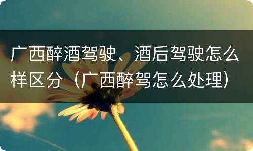 广西醉酒驾驶、酒后驾驶怎么样区分（广西醉驾怎么处理）