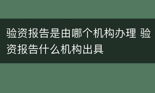 验资报告是由哪个机构办理 验资报告什么机构出具