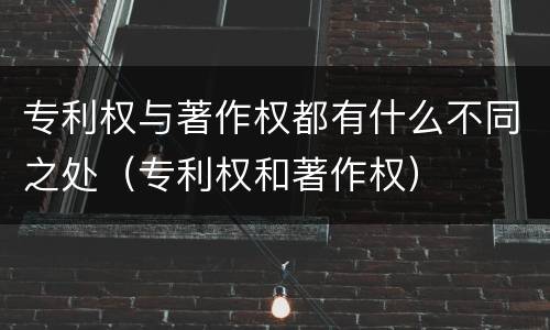 专利权与著作权都有什么不同之处（专利权和著作权）