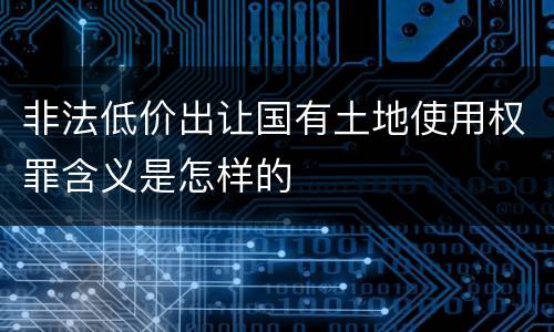 非法低价出让国有土地使用权罪含义是怎样的