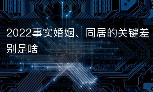 2022事实婚姻、同居的关键差别是啥