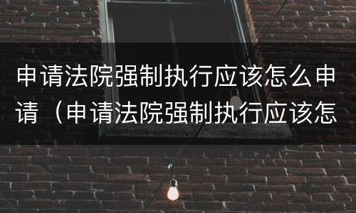 申请法院强制执行应该怎么申请（申请法院强制执行应该怎么申请呢）