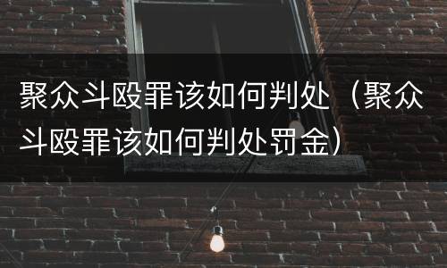 聚众斗殴罪该如何判处（聚众斗殴罪该如何判处罚金）