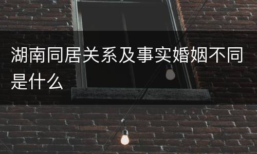湖南同居关系及事实婚姻不同是什么