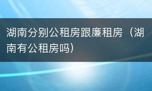 湖南分别公租房跟廉租房（湖南有公租房吗）