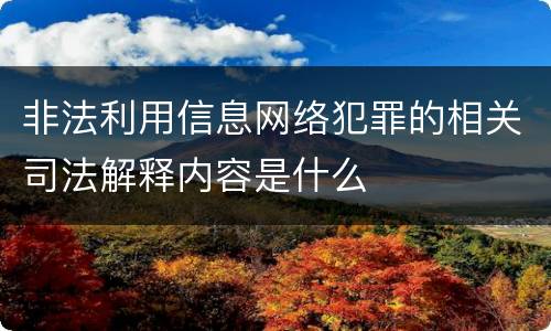 非法利用信息网络犯罪的相关司法解释内容是什么