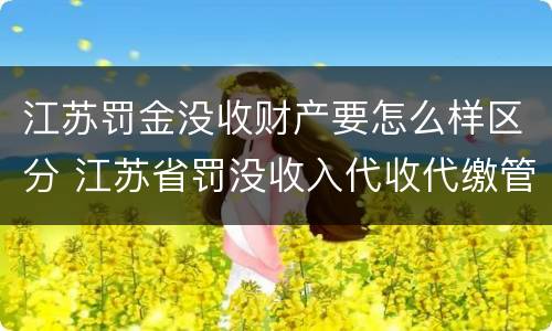 江苏罚金没收财产要怎么样区分 江苏省罚没收入代收代缴管理办法