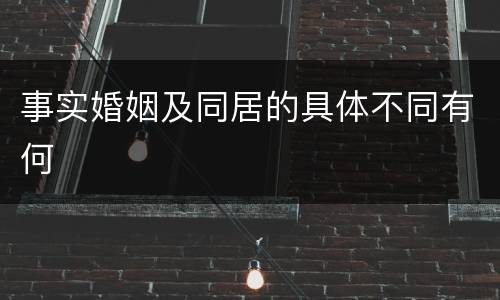 事实婚姻及同居的具体不同有何