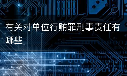 有关对单位行贿罪刑事责任有哪些