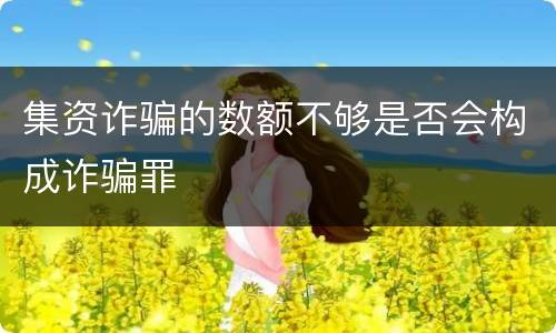 集资诈骗的数额不够是否会构成诈骗罪