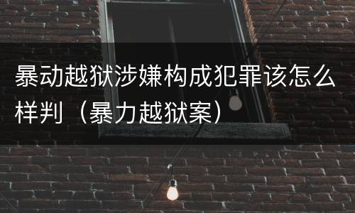 暴动越狱涉嫌构成犯罪该怎么样判（暴力越狱案）