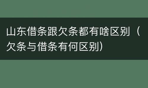 山东借条跟欠条都有啥区别（欠条与借条有何区别）