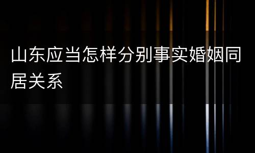 山东应当怎样分别事实婚姻同居关系