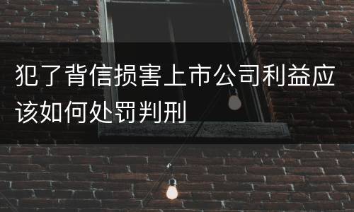 犯了背信损害上市公司利益应该如何处罚判刑