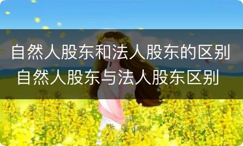 自然人股东和法人股东的区别 自然人股东与法人股东区别