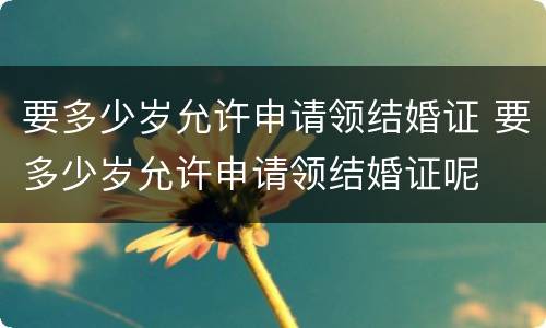 要多少岁允许申请领结婚证 要多少岁允许申请领结婚证呢