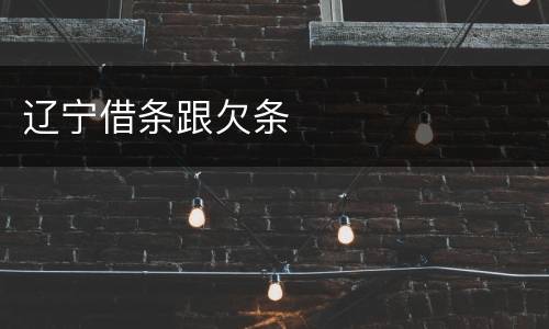 辽宁借条跟欠条