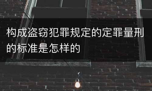 构成盗窃犯罪规定的定罪量刑的标准是怎样的