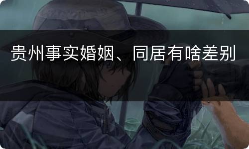 贵州事实婚姻、同居有啥差别