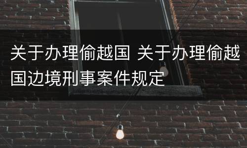 关于办理偷越国 关于办理偷越国边境刑事案件规定