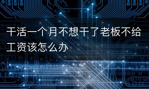 干活一个月不想干了老板不给工资该怎么办