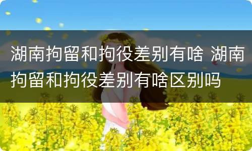 湖南拘留和拘役差别有啥 湖南拘留和拘役差别有啥区别吗