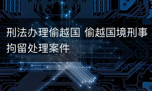 刑法办理偷越国 偷越国境刑事拘留处理案件