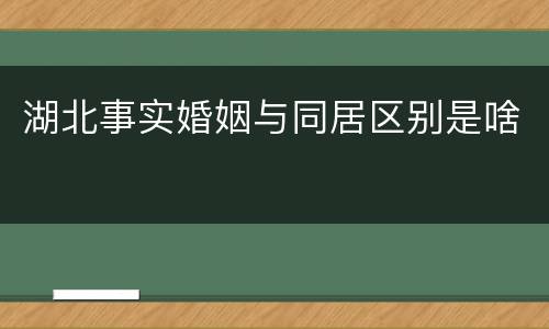 湖北事实婚姻与同居区别是啥