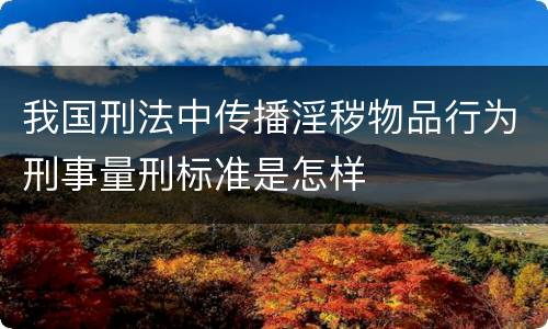 我国刑法中传播淫秽物品行为刑事量刑标准是怎样