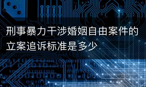 刑事暴力干涉婚姻自由案件的立案追诉标准是多少
