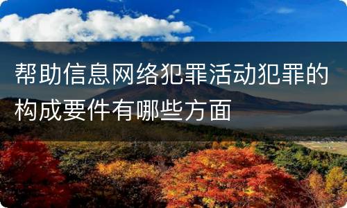 帮助信息网络犯罪活动犯罪的构成要件有哪些方面