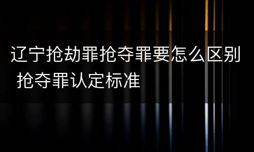 辽宁抢劫罪抢夺罪要怎么区别 抢夺罪认定标准