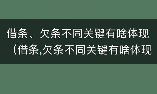借条、欠条不同关键有啥体现（借条,欠条不同关键有啥体现吗）