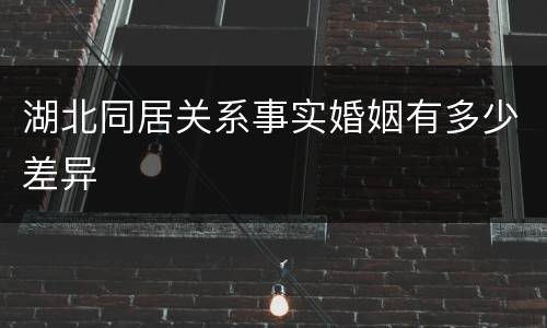 湖北同居关系事实婚姻有多少差异