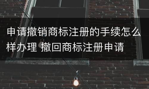 申请撤销商标注册的手续怎么样办理 撤回商标注册申请