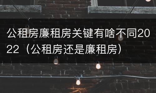 公租房廉租房关键有啥不同2022（公租房还是廉租房）