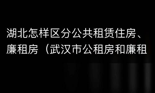 湖北怎样区分公共租赁住房、廉租房（武汉市公租房和廉租房区别）