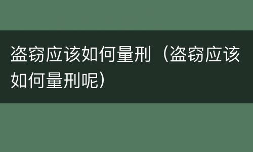 盗窃应该如何量刑（盗窃应该如何量刑呢）
