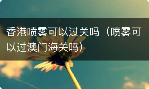 香港喷雾可以过关吗（喷雾可以过澳门海关吗）