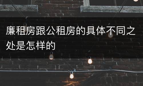廉租房跟公租房的具体不同之处是怎样的