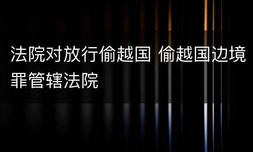 法院对放行偷越国 偷越国边境罪管辖法院