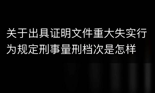 关于出具证明文件重大失实行为规定刑事量刑档次是怎样