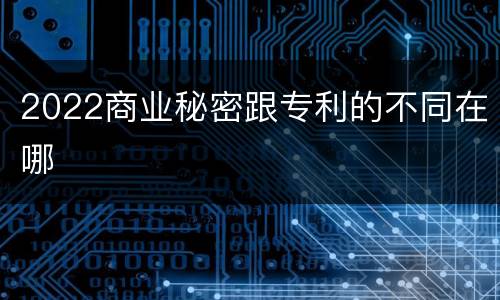 2022商业秘密跟专利的不同在哪