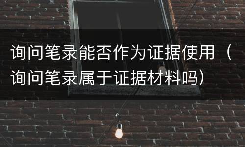 询问笔录能否作为证据使用（询问笔录属于证据材料吗）