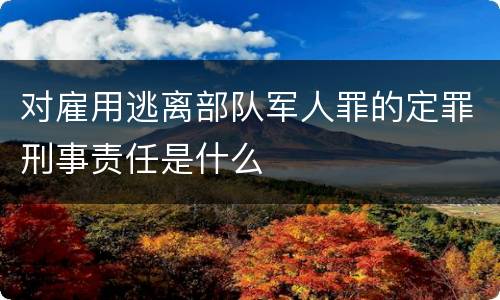 对雇用逃离部队军人罪的定罪刑事责任是什么