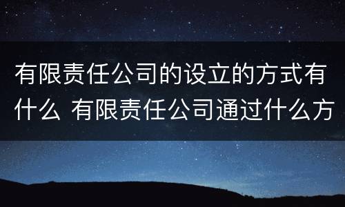 有限责任公司的设立的方式有什么 有限责任公司通过什么方式设立