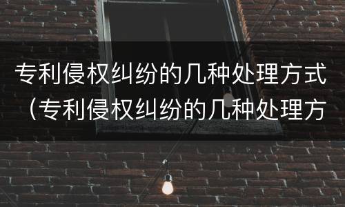 专利侵权纠纷的几种处理方式（专利侵权纠纷的几种处理方式是什么）