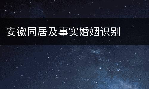 安徽同居及事实婚姻识别